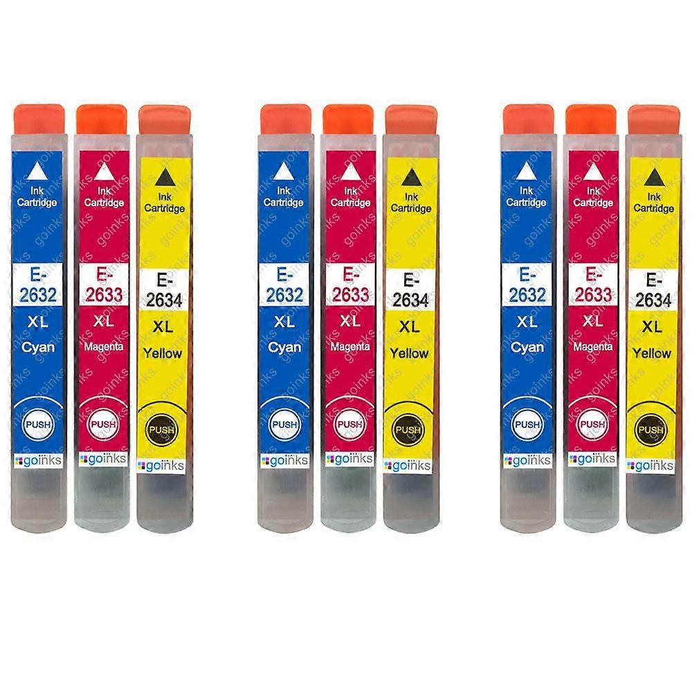 3 Set of 3 Ink Cartridges to replace Epson T2636 (26XL Series) C/M/Y Compatible/non-OEM from Go Inks (9 Inks)