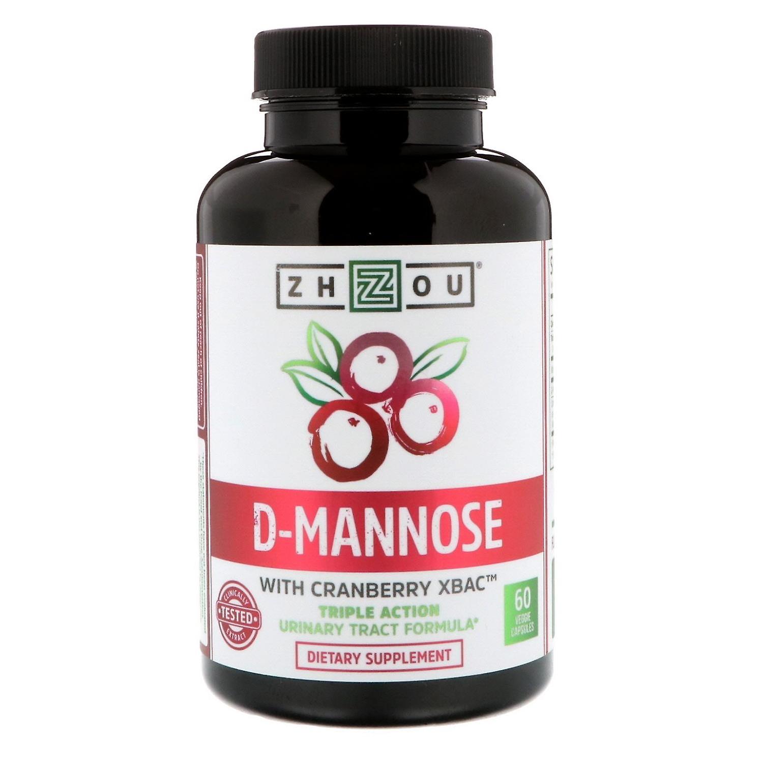 Zhou Nutrition, D-Mannose with Cranberry XBAC, 60 Veggie Capsules
