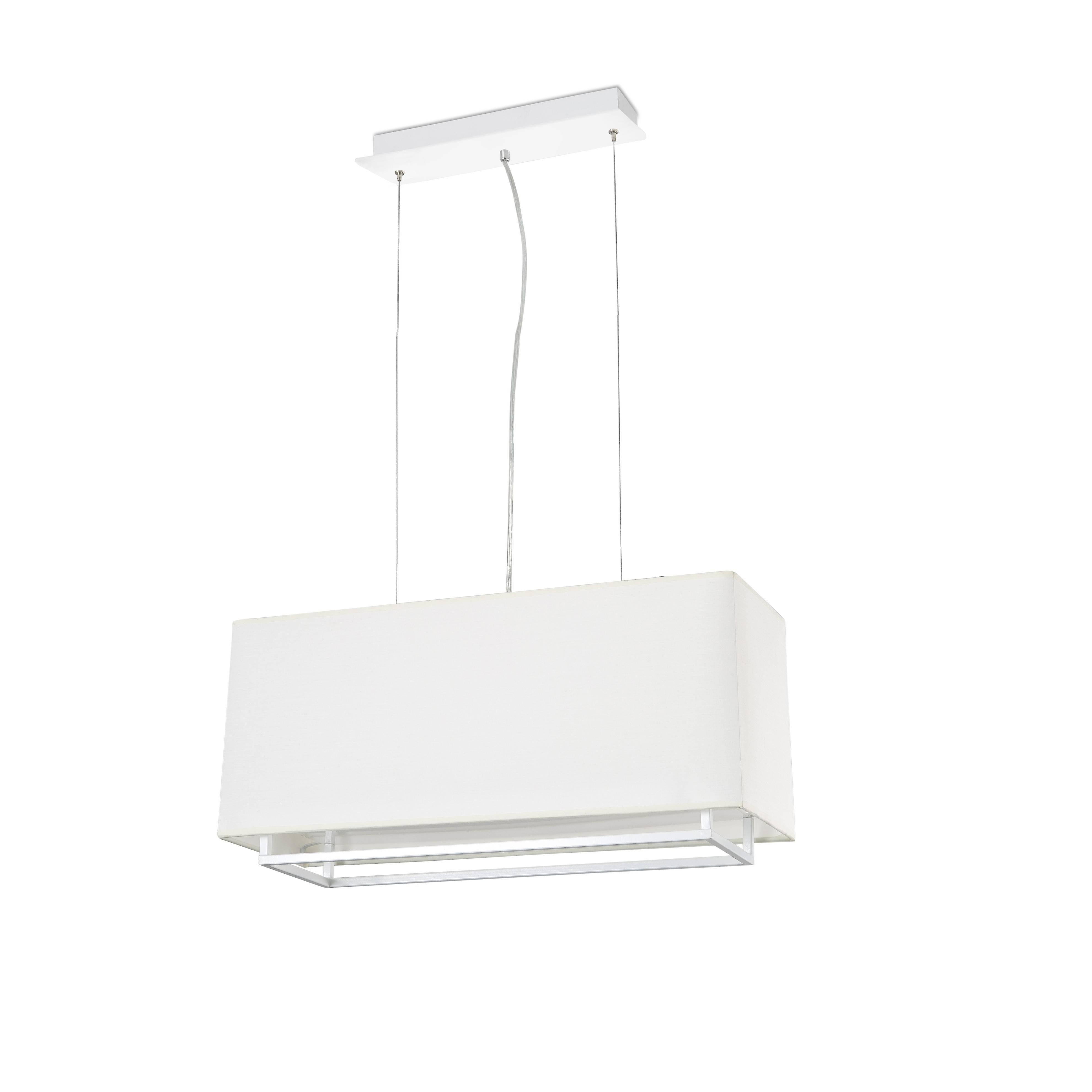 Vesper 2 Light Ceiling Pendant Bar White, Beige - Rectangle Frame, E27
