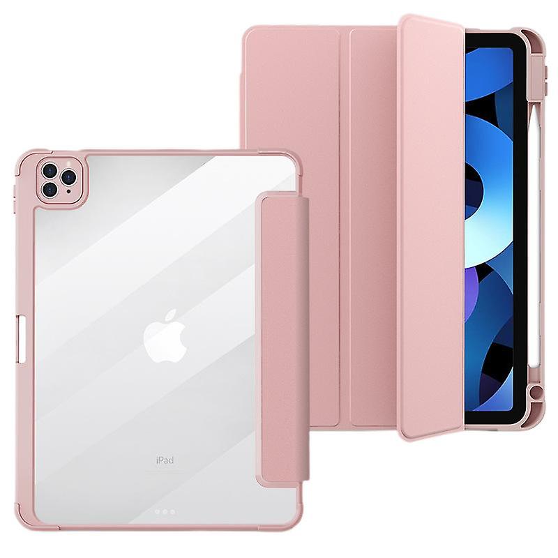 غطاء متوافق مع آيباد ميني ٦ (٨,٣ بوصة)، حامل ثلاثي الطي ناعم من مادة تي بي يو مع حامل قلم رصاص، إيقاظ/نوم تلقائي، وردي