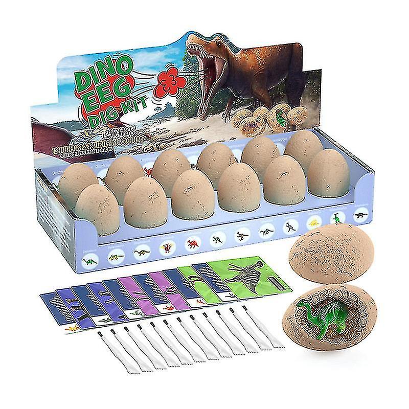 Dinosaur Fossil Egg Digging Kit Kids Science Educational Toys Simulation Dinosaur Models 12x Unique Surprise Dino Eggs