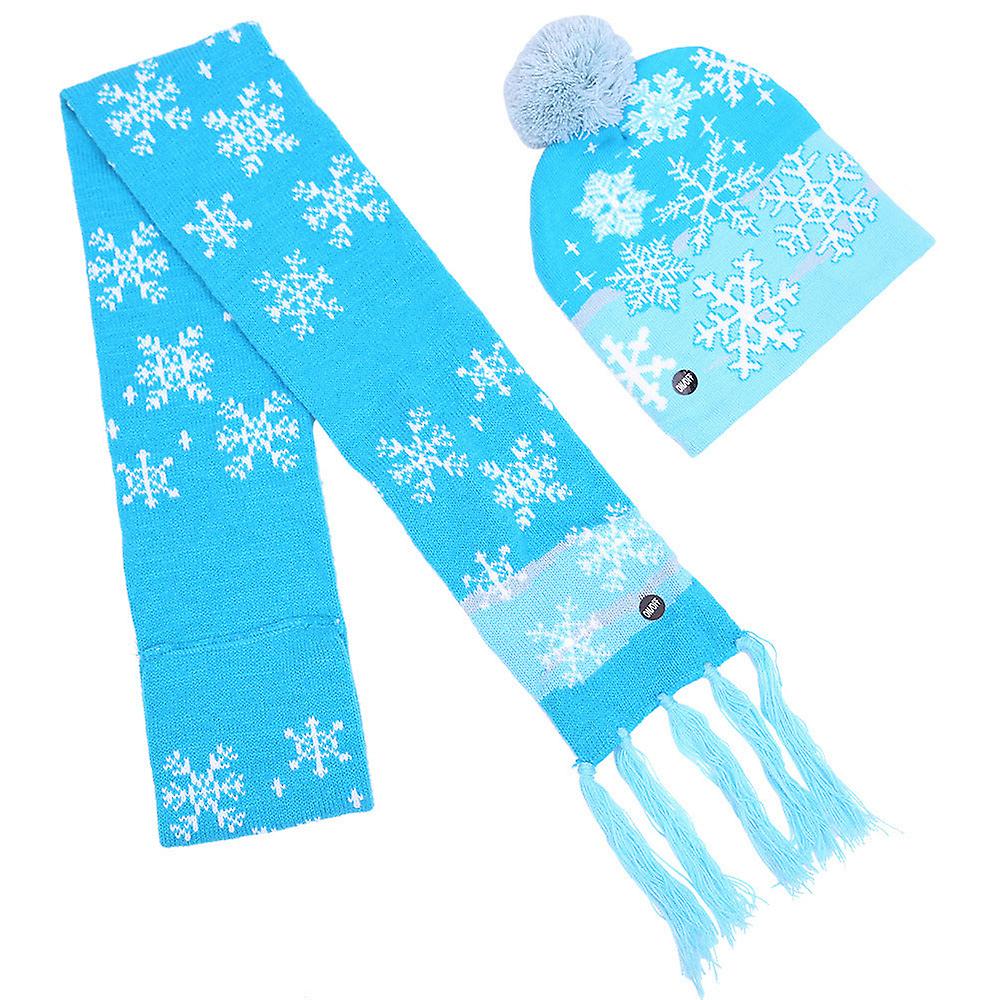 Christmas Hat Color With Ball Hat Led With Light Knitted Hat Scarf Cover
