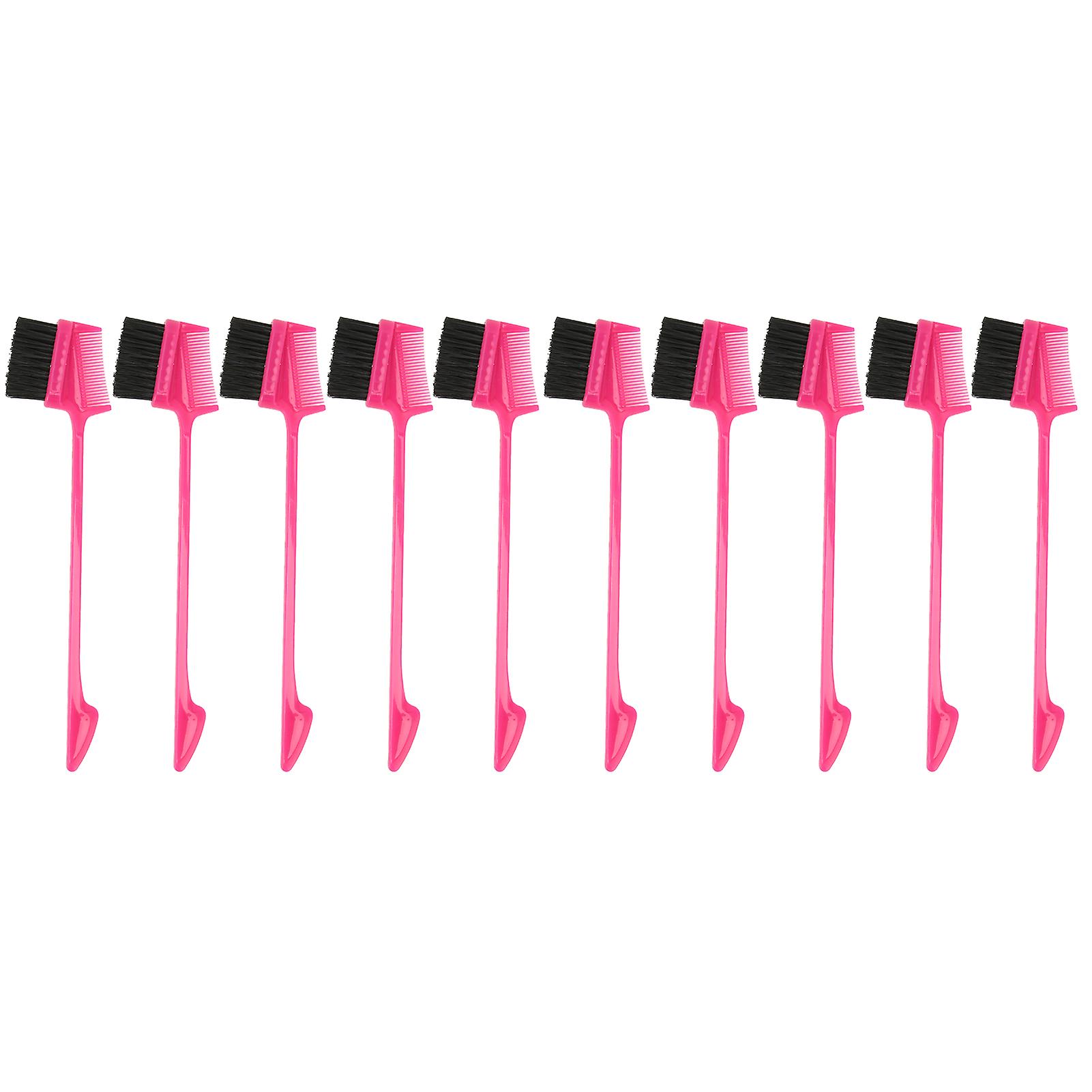 10Pcs Dual Edge Eyebrow Brush Comb Soft Nylon ABS Handle Set