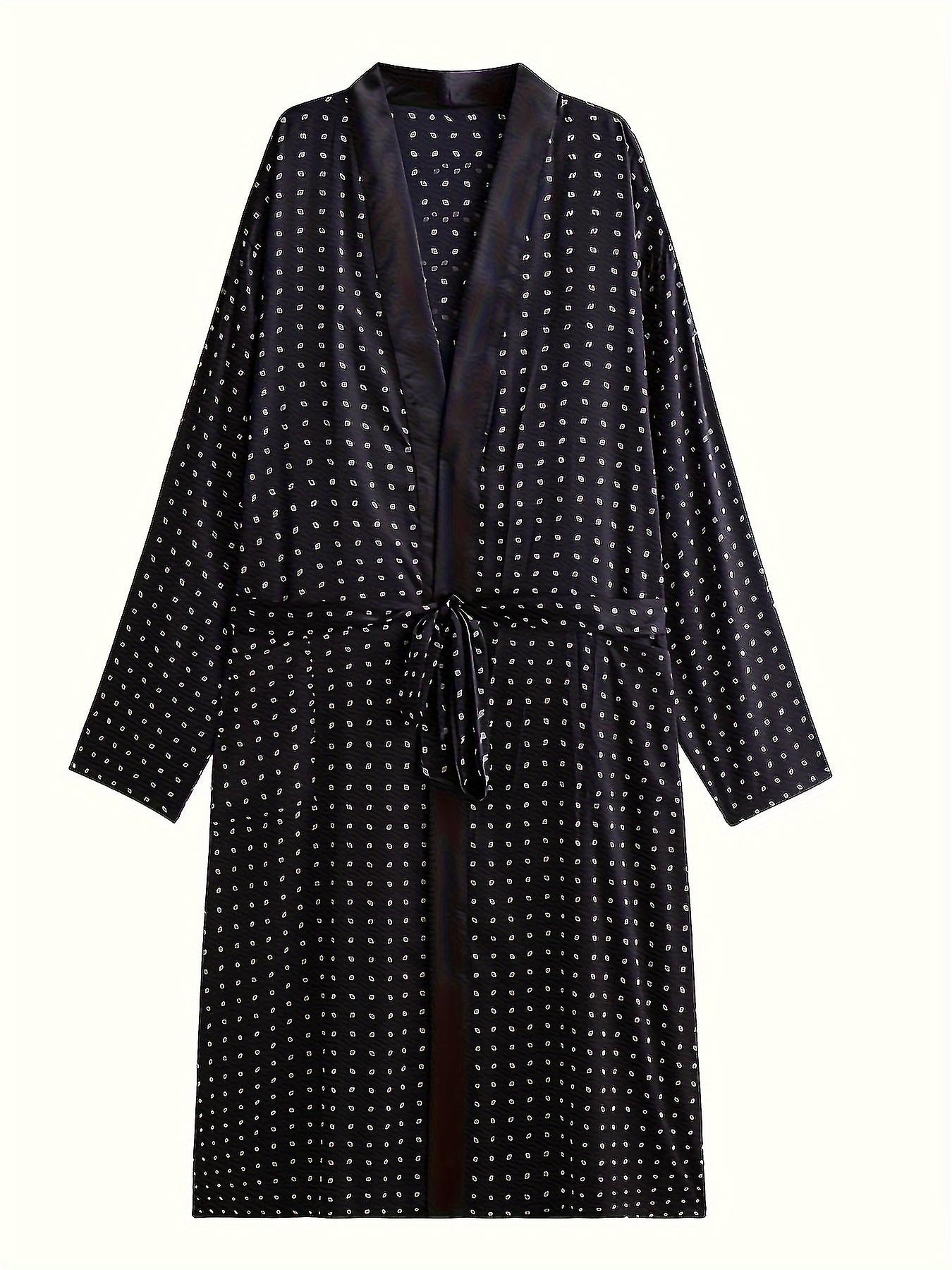New style Super-stylish New Plus-size Men's Nightgowns Must-have In Summer, Polka Dot Sleep Robe