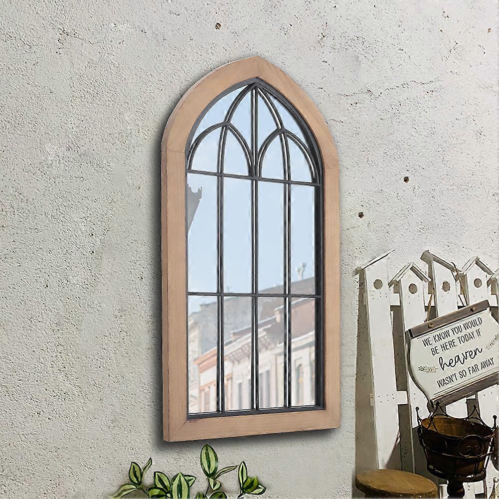 Window Wall Mirror Arched with Solid Wood Frame