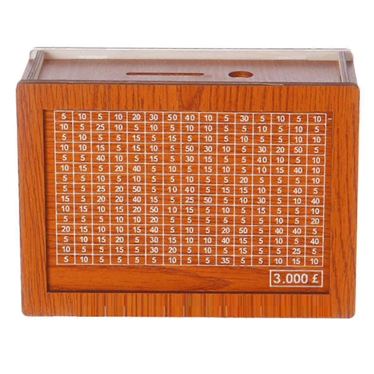 صندوق توفير المال ، قبو نقدي خشبي للأطفال والكبار ، صندوق نقود قابل لإعادة الاستخدام مع العد التنازلي وهدف المال 3000