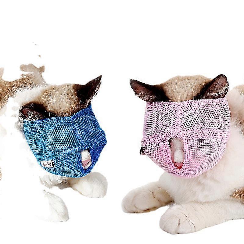 Cat Muzzles, Breathable Mesh Muzzles, Adjustable Grooming Muzzle for Preventing Cats from Biting and Chewing 2 Pcs