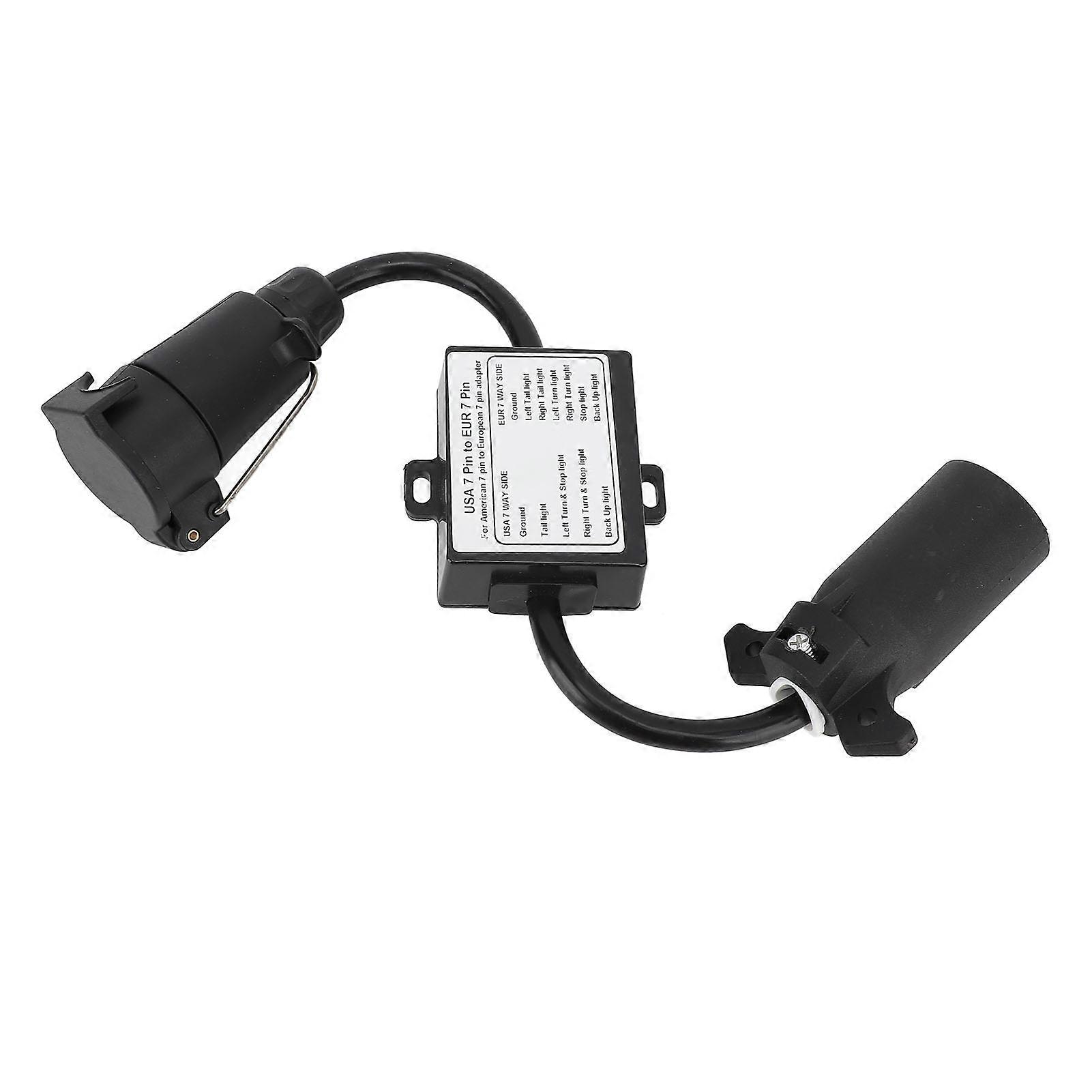 US to EU Trailer Light Converter 7 Pin US Socket to 7 Pin EU Plug with 2 to 3 Wire Converter for RV Caravan Boat 12V E2U511