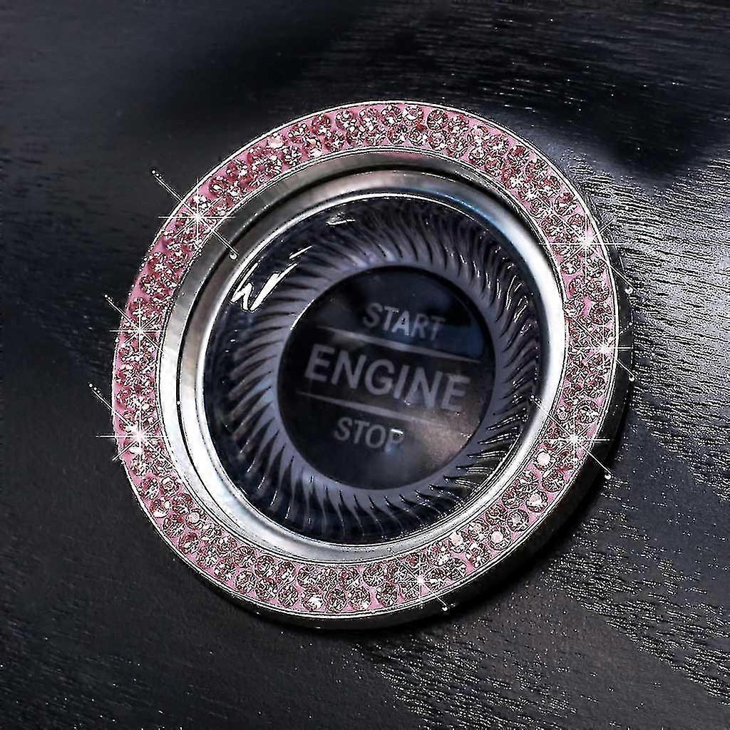 Car Interior One-key Engine Start Stop Ignition Push Button Ring Decor Diamante Yj51-3