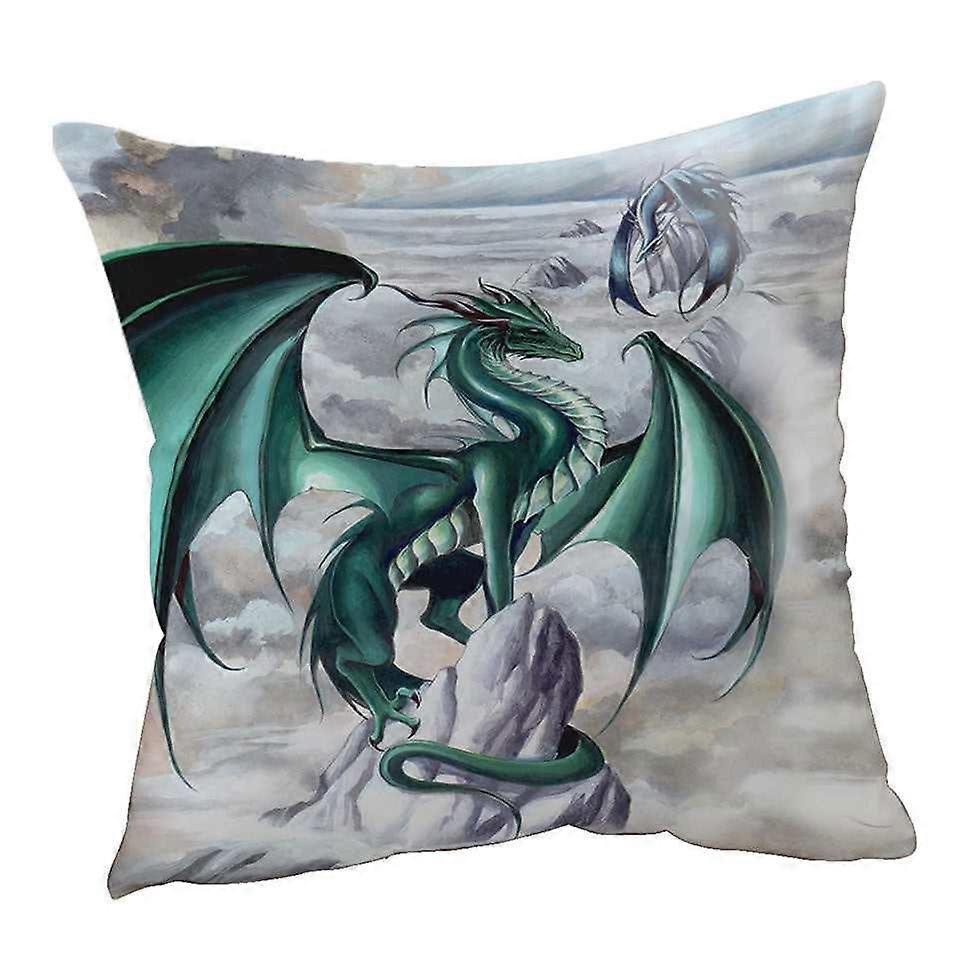 Tempest Clouds Cliffs Dragons Cushion Cover