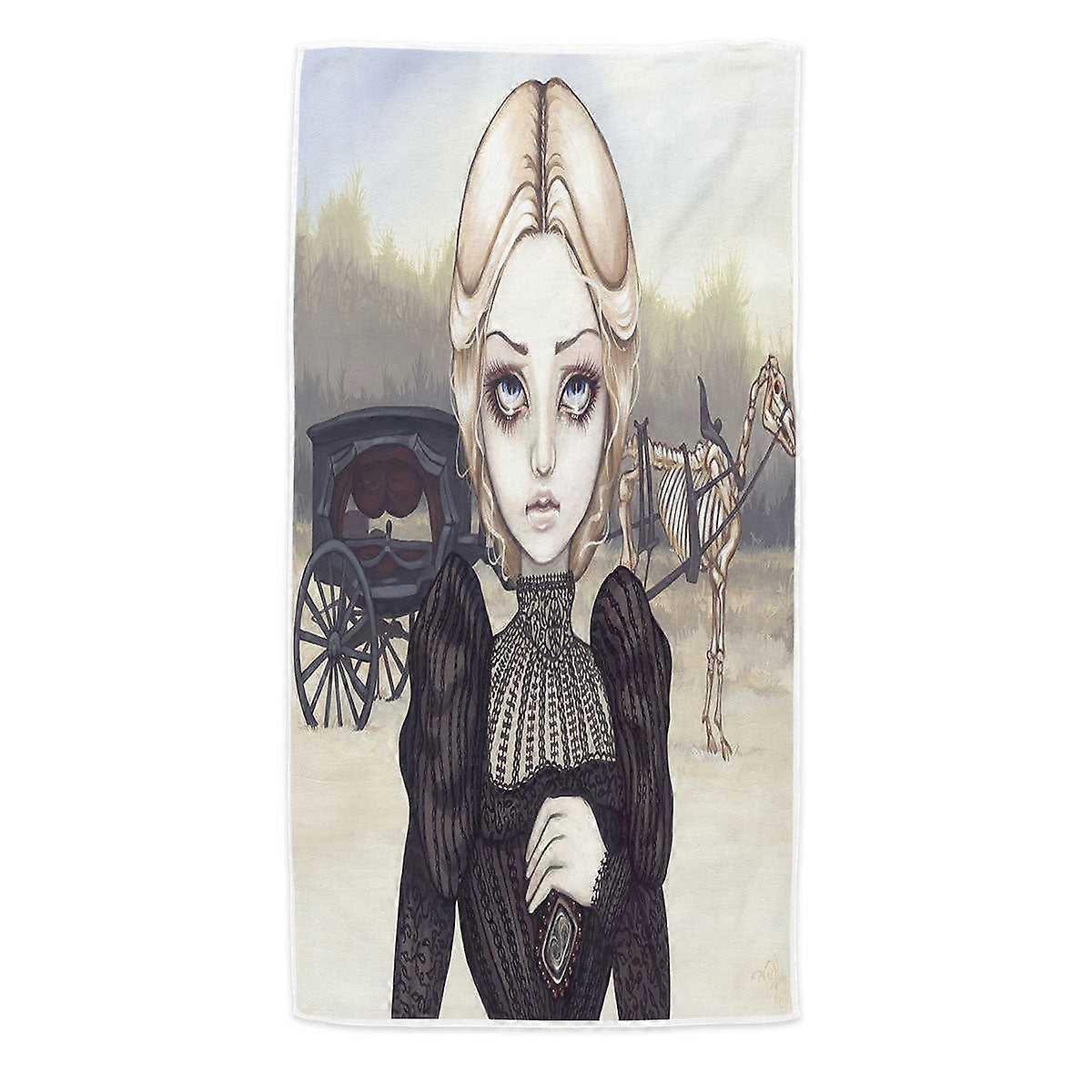 Dark Art Victorian Widow Bleak Mourning Microfiber Beach Towel