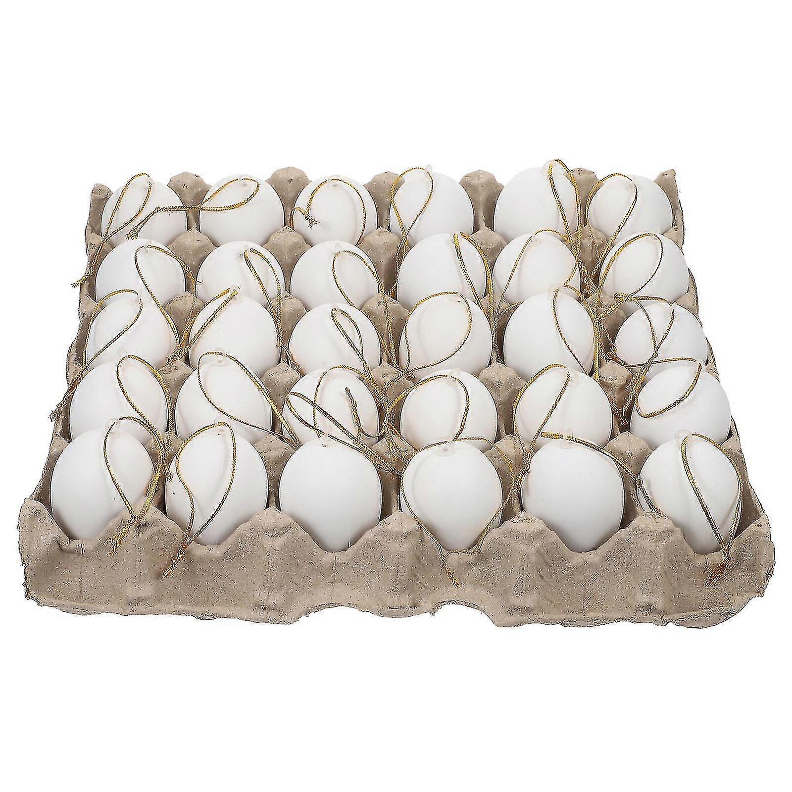 1Set Home White Easter Eggs Plastic Unfinished Eggs Ornament Easter Decors