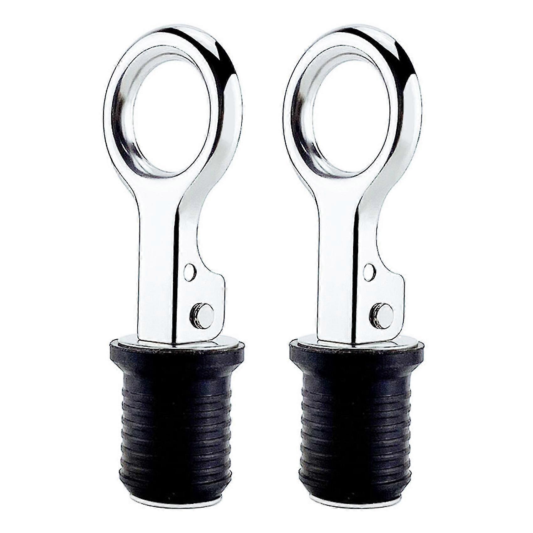 2Pcs Handle Rubber Drain Plug Snap Tight Flip Style Hull Livewell Bilge Transom Seawall Marine Boat