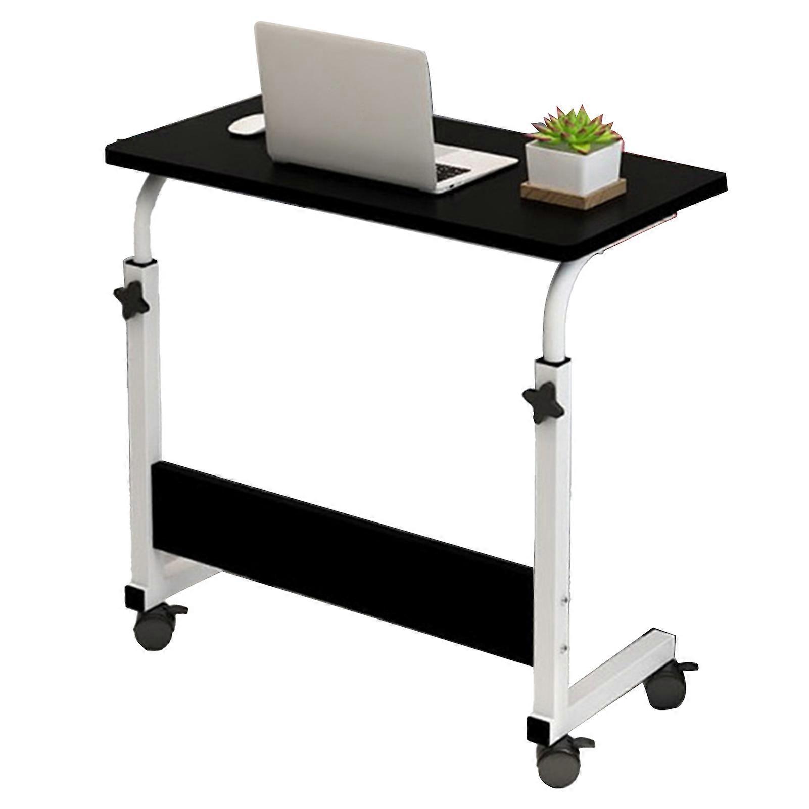 60 x 40 cm C-Shaped Lift-Up Bedside Table with Metal Frame and Mobile Laptop Desk for Sofa, Black