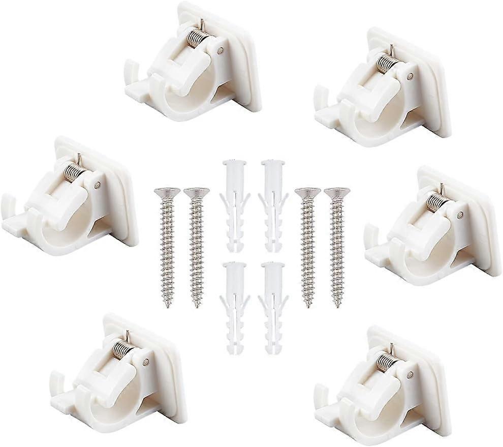 6Sets Wndow Hardware Rod Holders Curtain Pole Bracket Self-Adhesive Pole Bracket Hanger No Drill Brackets Fixing Holders Drapery Pole