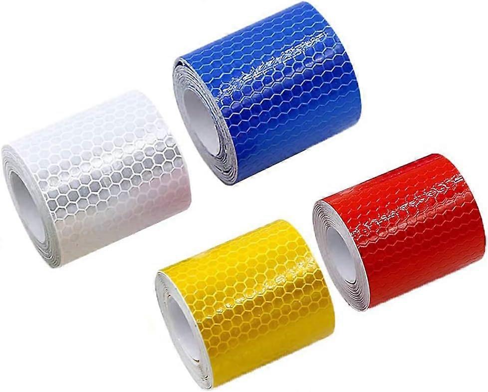 Reflective Tape,4 Rolls 5cm x 3m Reflective Safety Tape,Safety Marking Tape,Reflective Warning Tape Suitable for Vehicle,Car,Trailer (4 Colors)
