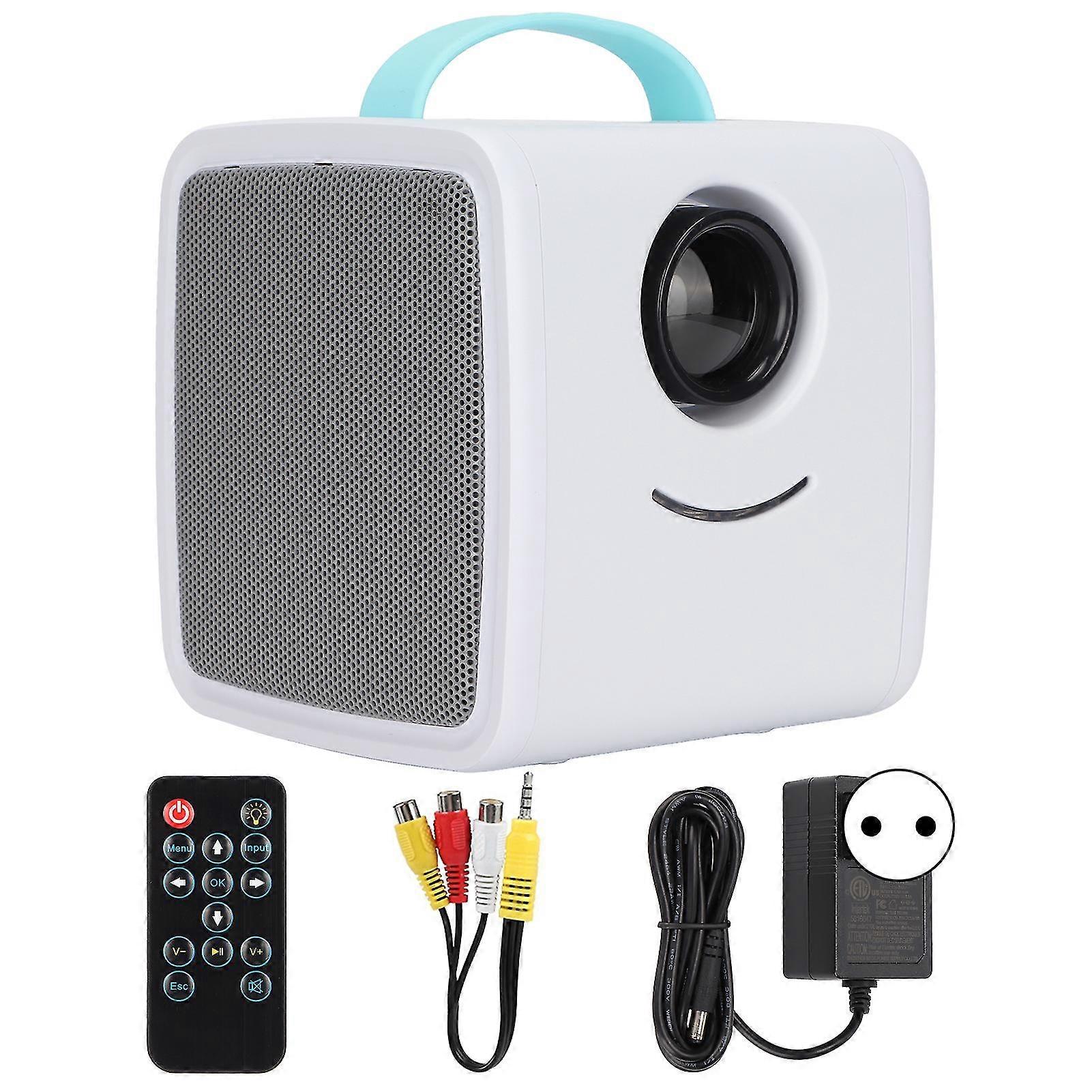 Mini Projector 1080P 2W Loudspeaker Soft Harmless Light 30000 Hours Durable Portable Projector compatible with Home Office 100240VQ2 Blue EU Plug-YM