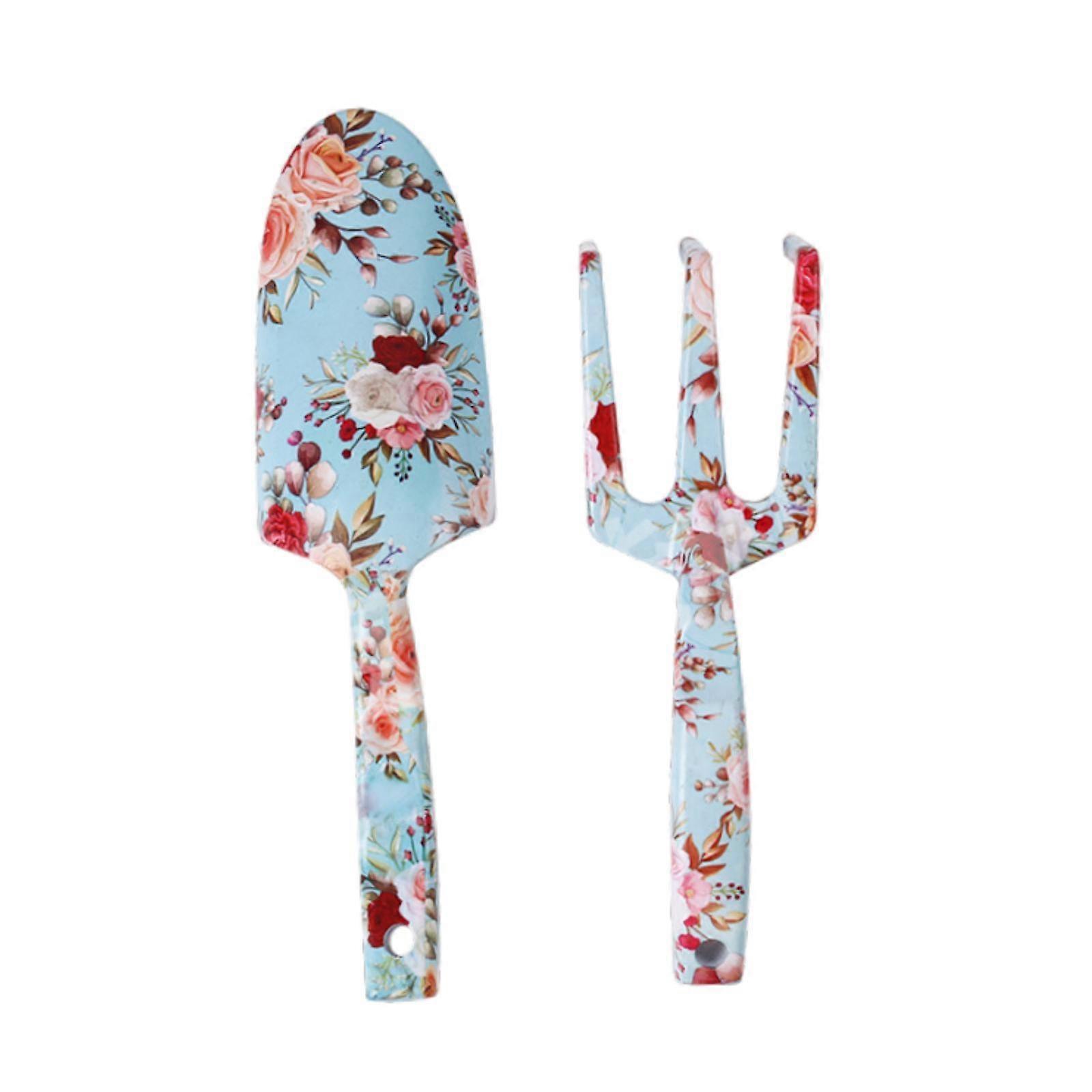 Ensemble d’outils de jardin pour femmes maman plantes d’intérieur kit de jardinage truelle et fourchette à main bleu
