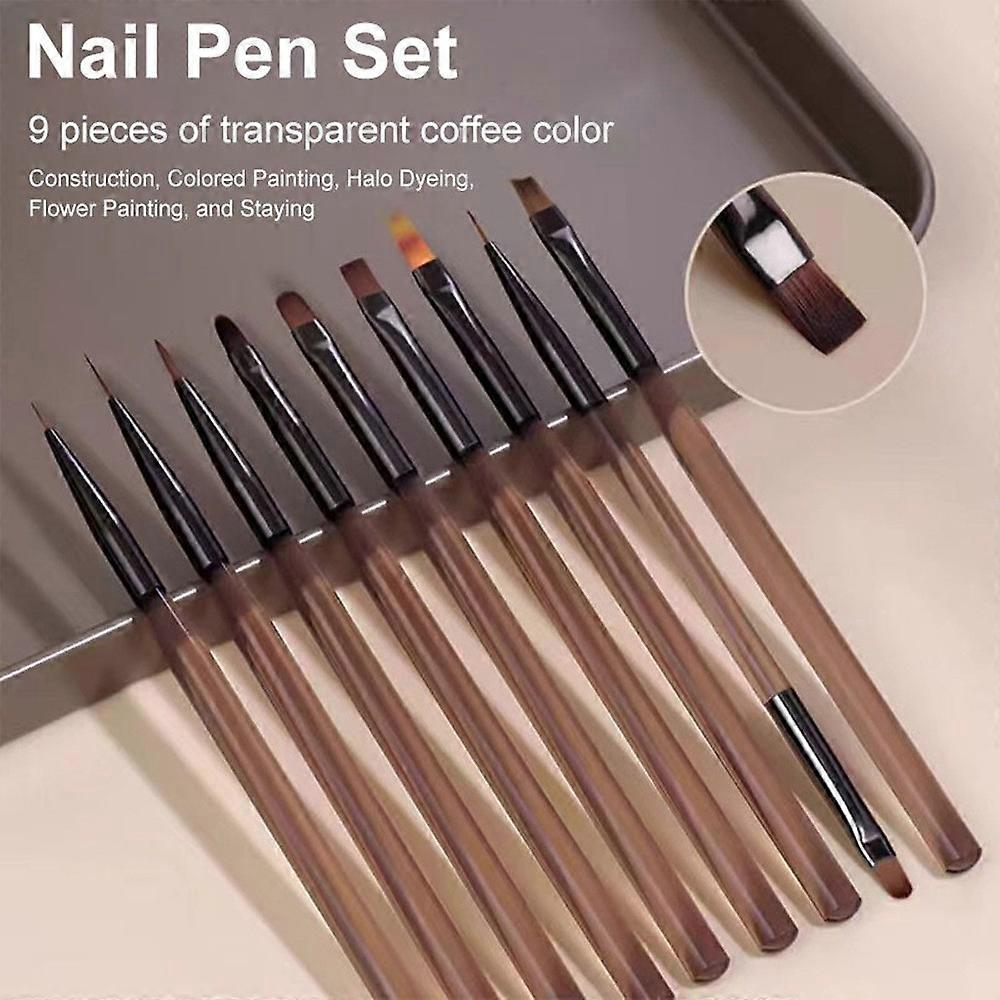 Manicure Brush Tool Set Japanese Tea Color Drawing Line Painting Flower Halos Dyes Multi-functional Brush FLYE4176