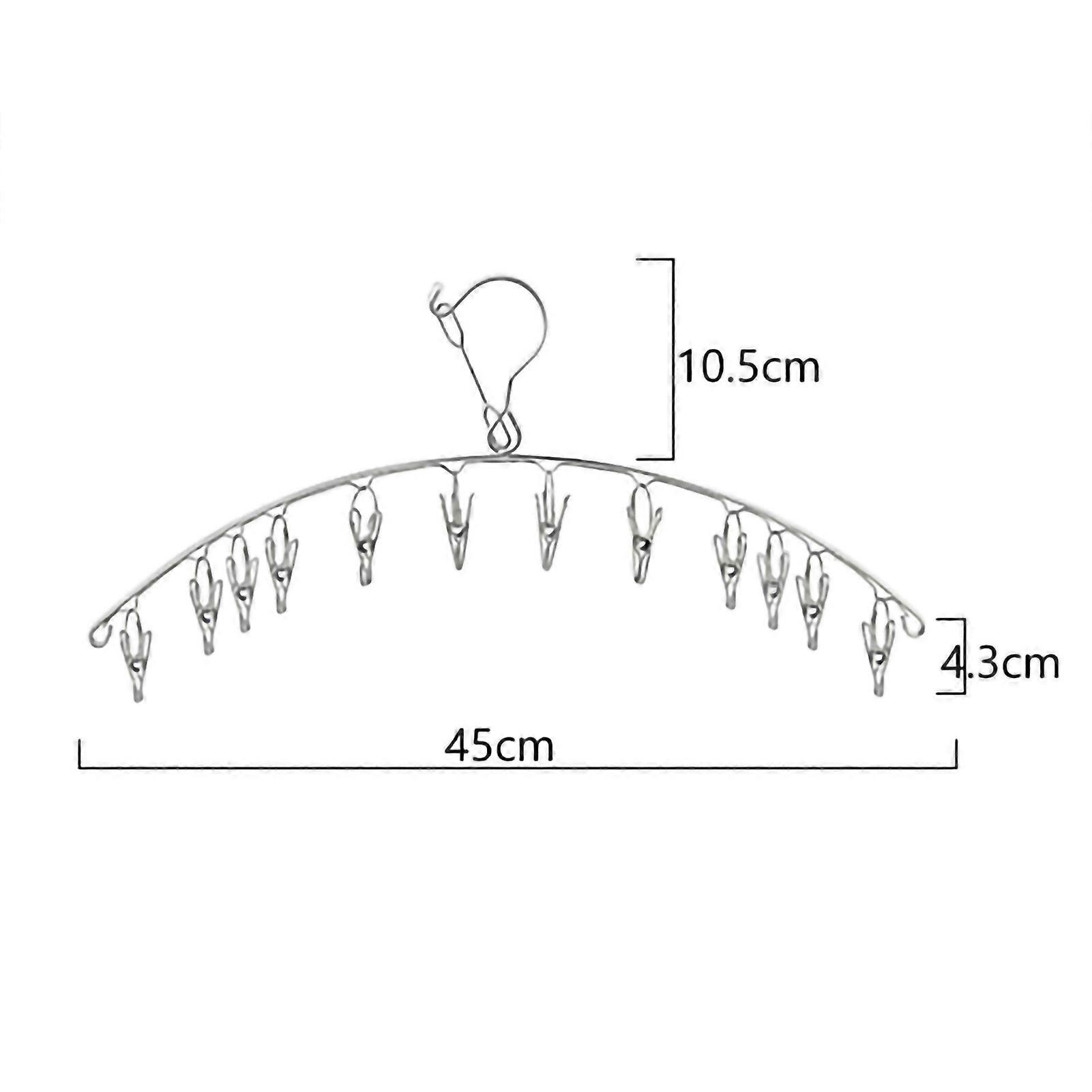 Stainless Steel Sock Drying Rack Curved Folding Laundry Drying Rack Windproof Hanger4.0 Thick Outer Windproof 12 Clips
