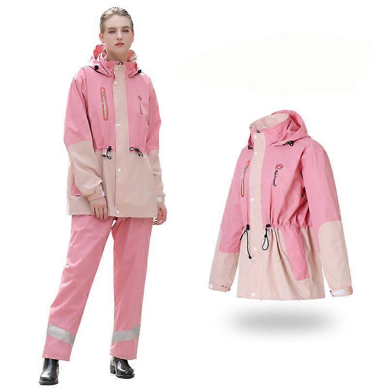 Waterproof Raincoat Jacket And Pants Suit Pink
