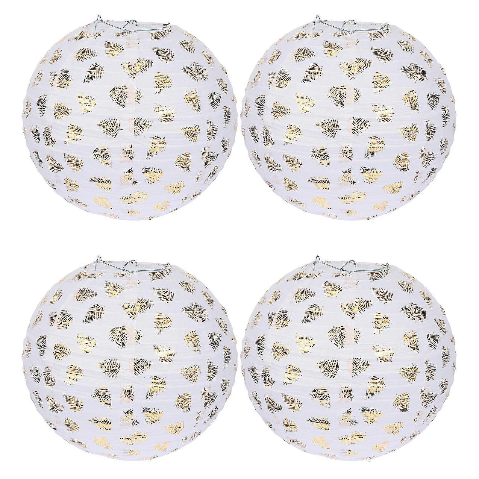 4pcs Heart Pattern Paper Hanging Lanterns Round Paper Lanterns For Decor