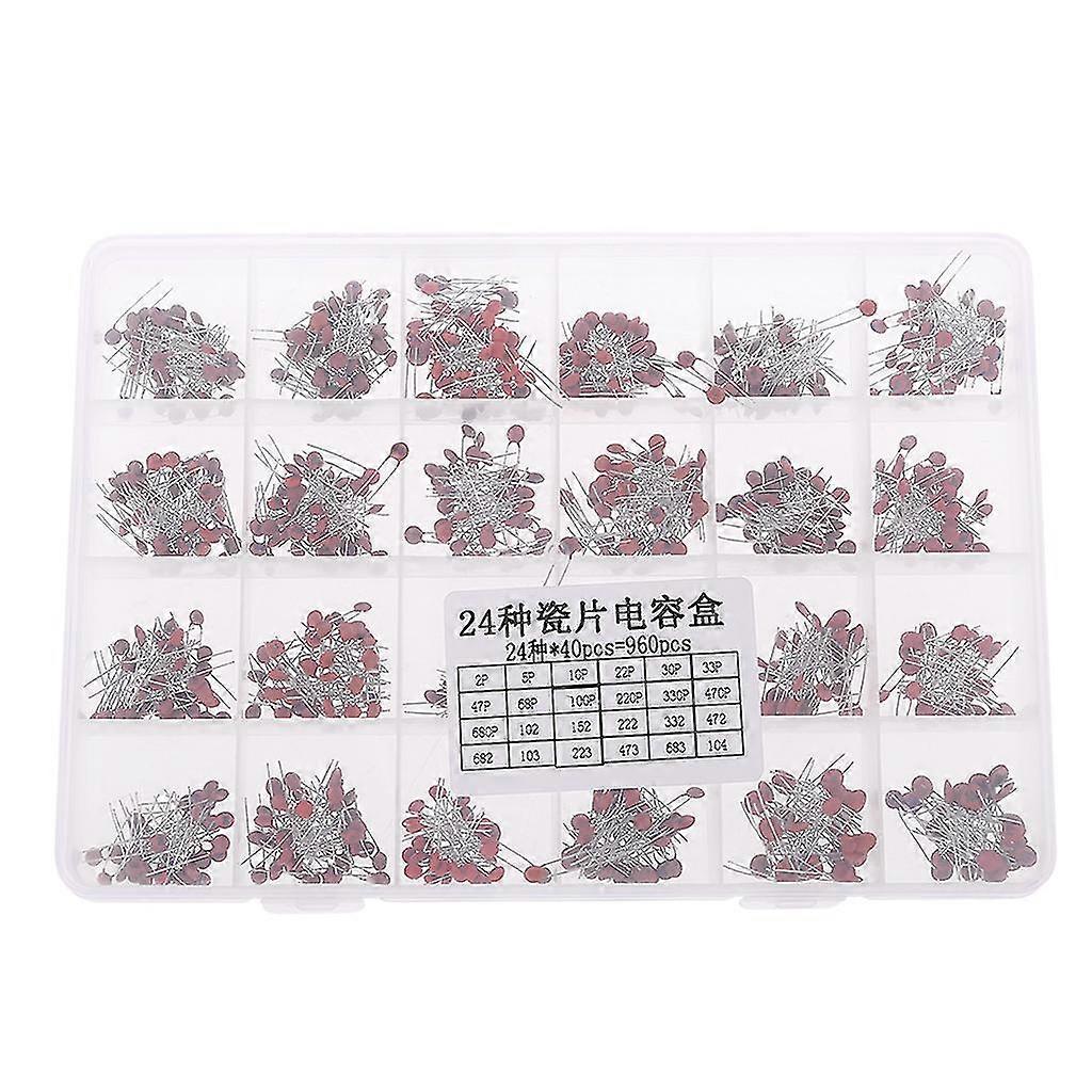 960pcs 50v Ceramic Capacitor Assorted Kit Electronic Components Package Set 24 Values X 40pcs With Box
