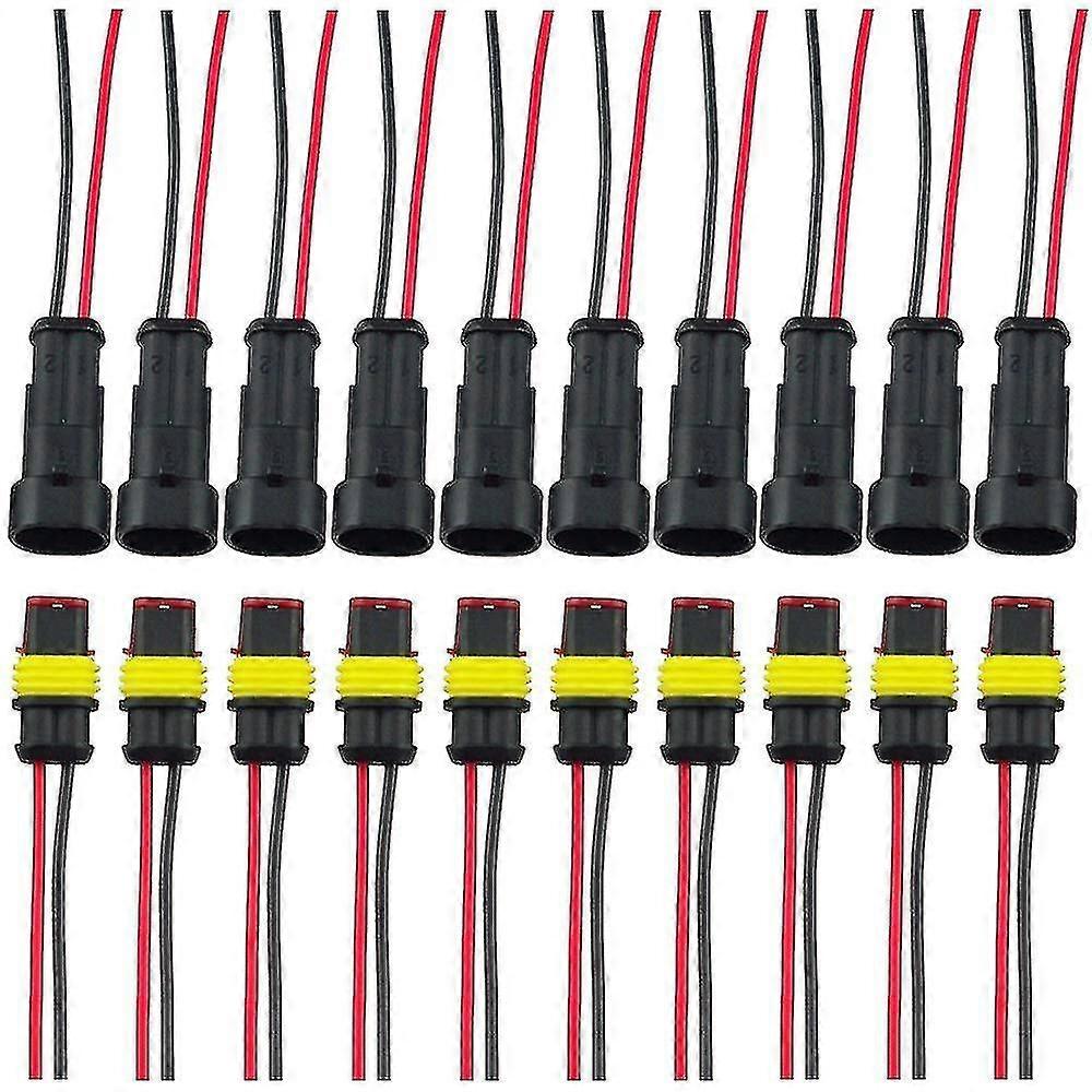 قابس مقاوم للماء للسيارة ، قابس كهربائي ذكر وأنثى ، موصل كهربائي مقاوم للماء Awg (2 دبوس مع سلك 10 مجموعات) - Yvan