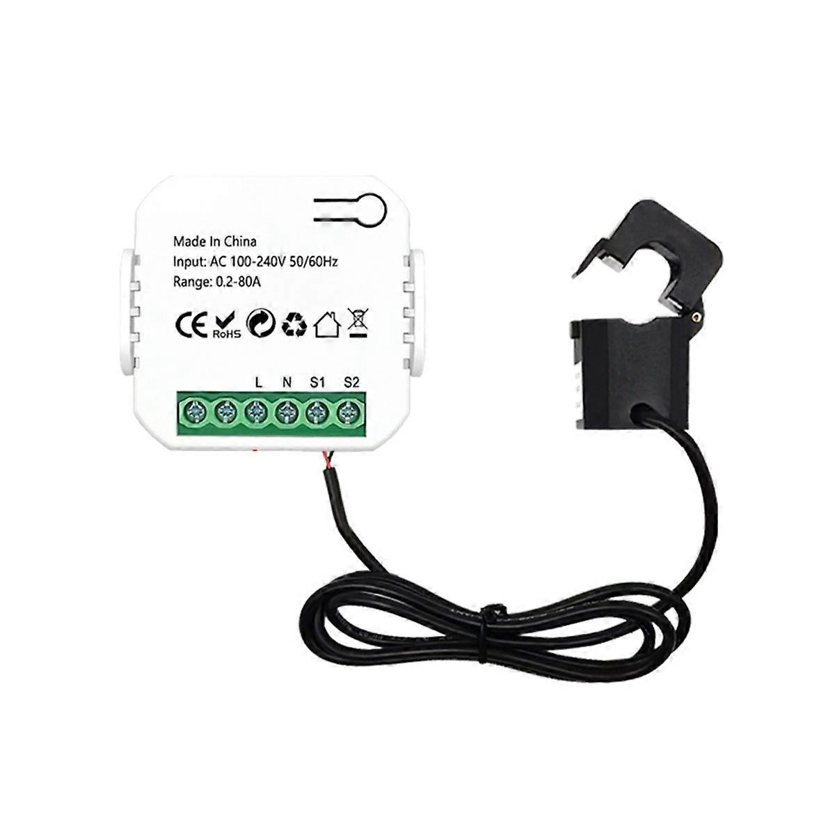 Tuya Smart Life WiFi Energy Meter 80A with Current Transformer Clamp KWh Power Monitor Electricity