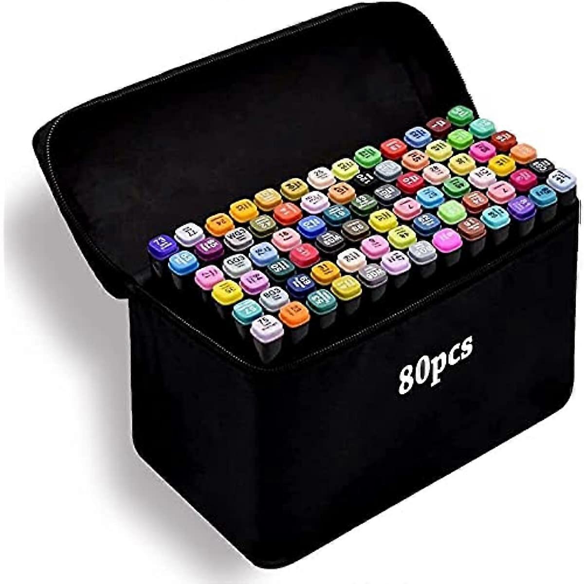 Amazing Tour Graphic Marker Pens  80 Colors Drawing Art Markers Artist Dual Tips Permanent for Kids Colouring Books Adults Art Markers with Black Bag