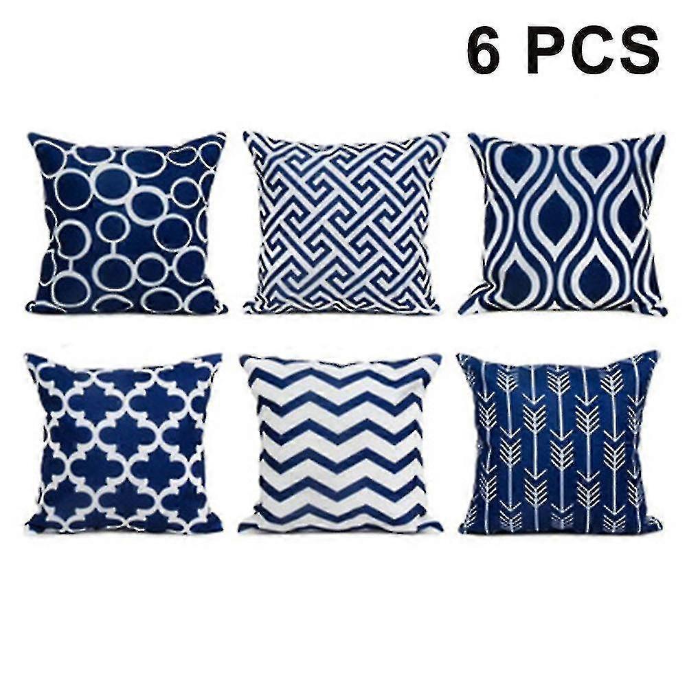 Cushion Cover Set Of 6, Decorative Geometric Pattern Cushion Cover