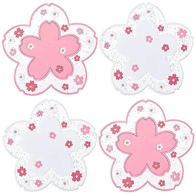 Sakura PVC Coaster, Cherry Coaster, Non- Insulation Coaster, Suitable for Beer, Coffee, Tableware a