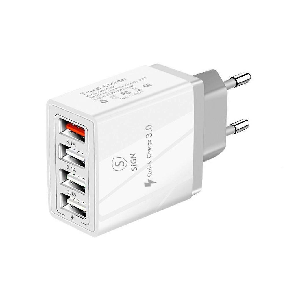 Fast Charger 4xUSB-A, PD & Q.C 3.0, 33W - White