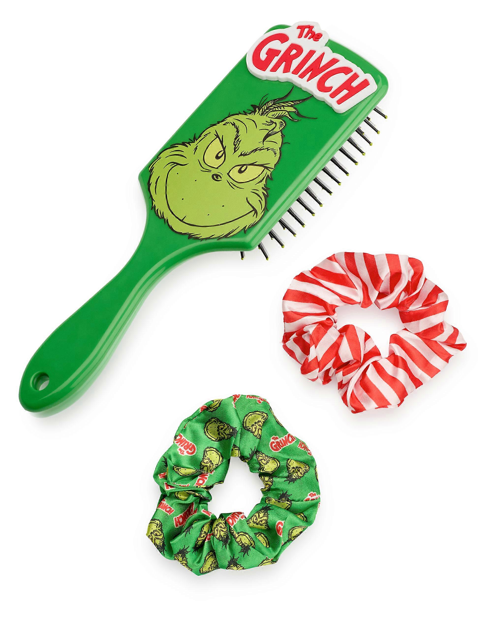 The Grinch Womens Hair Brush and Scrunchie Set Multicoloured Character Face - One Size