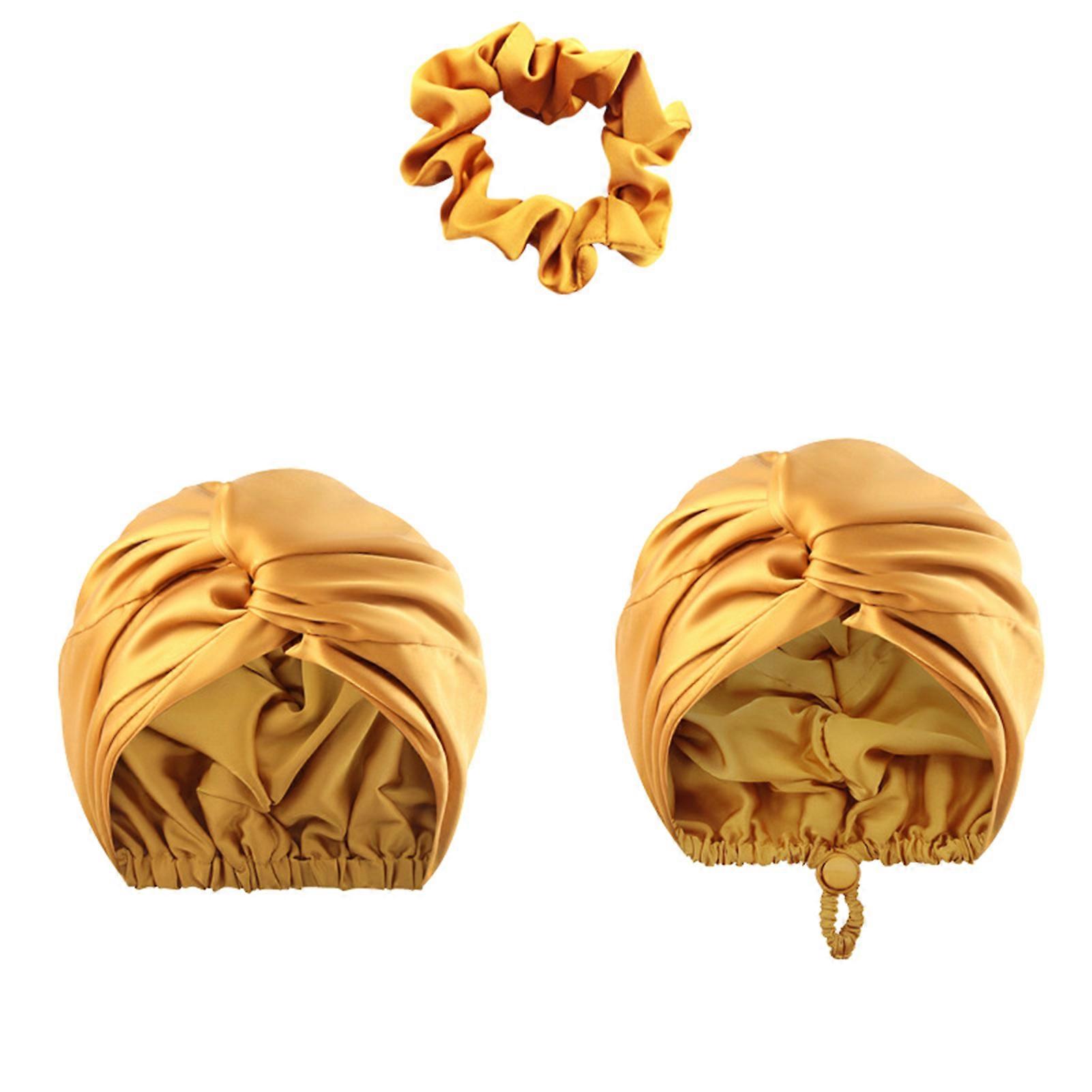 Simple Double Layer Adjustables Silk Satins Hair Bonnets Multicolor Comfy Sleep Hair Cap for Women Men