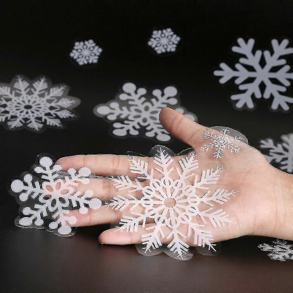 4x Sheet 100pcs Reusable Christmas Snowflakes Stickers Clings Decal Xmas Window Decor