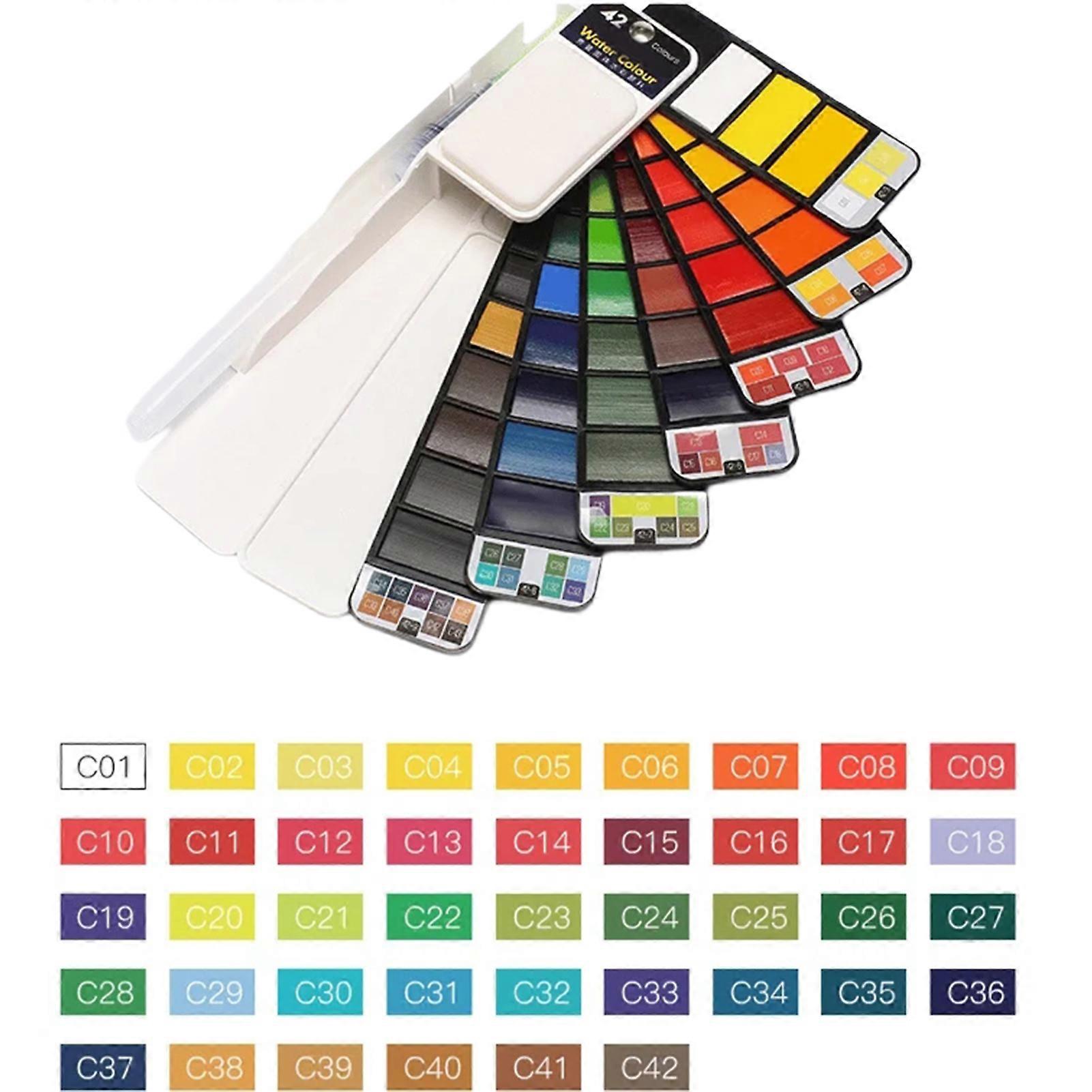 Handy Watercolor Travel Kit Portable Solid-Pigment with Absorbent Sponge Palettes for Beginner Professional