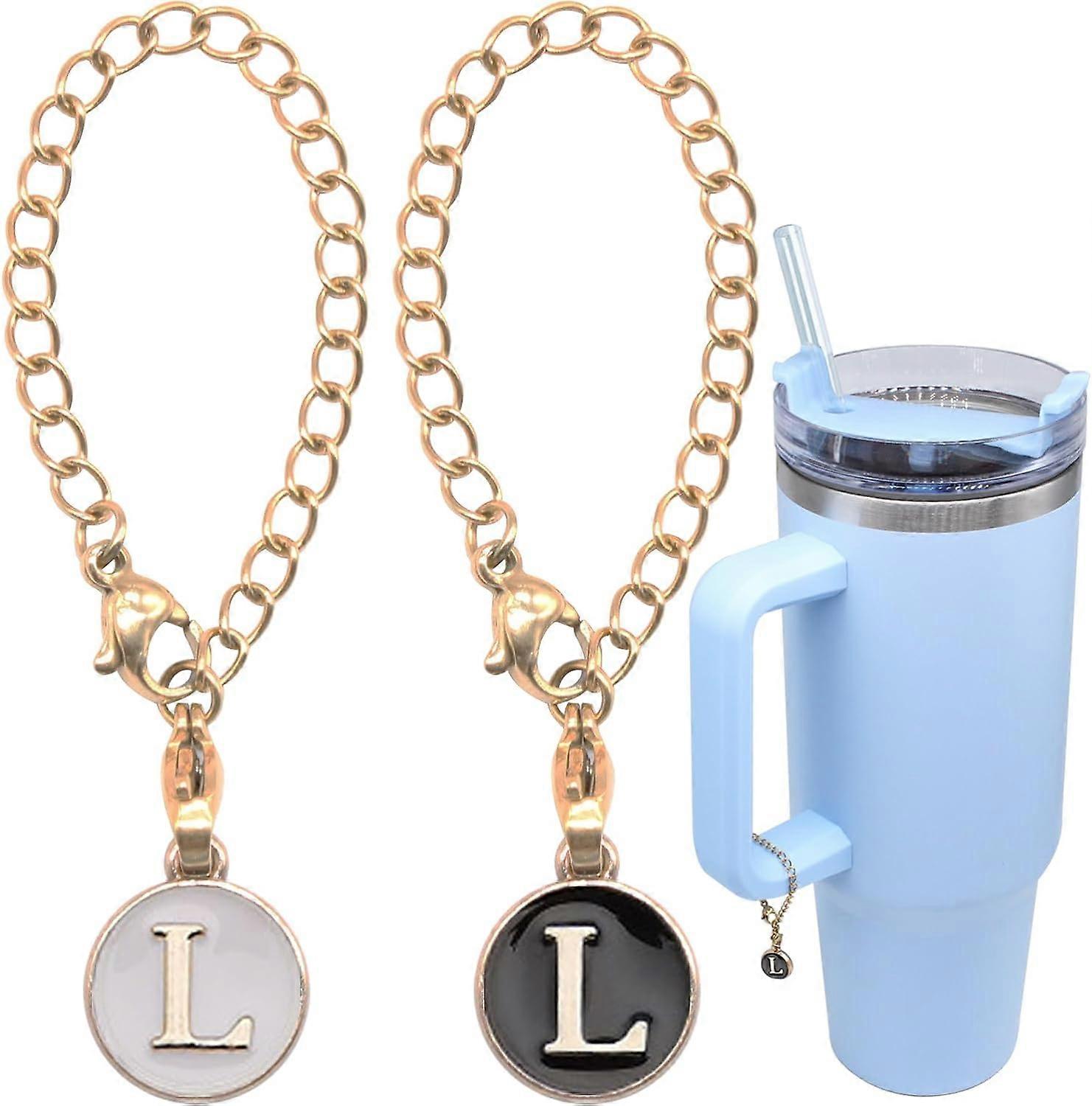 Písmeno přívěsek doplňky pro Stanley Cup, 2PCS ID počáteční písmeno přívěsek Personalizované pro Stanley Tumbler Cup identifikační rukojeť písmeno přívěsky