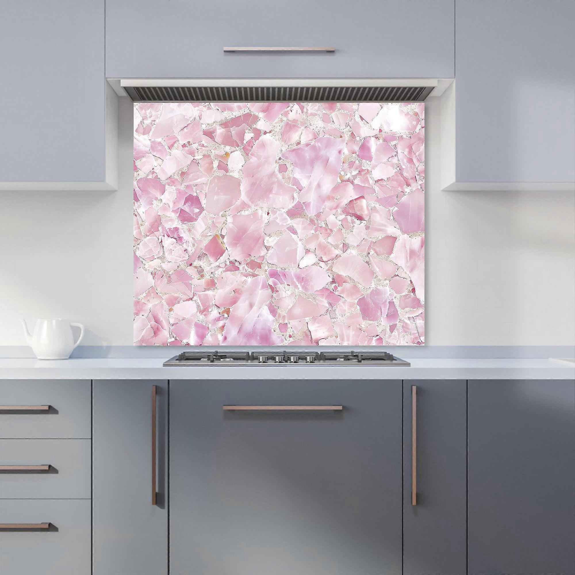 Light Pink Quartz Effect Kitchen Splashback