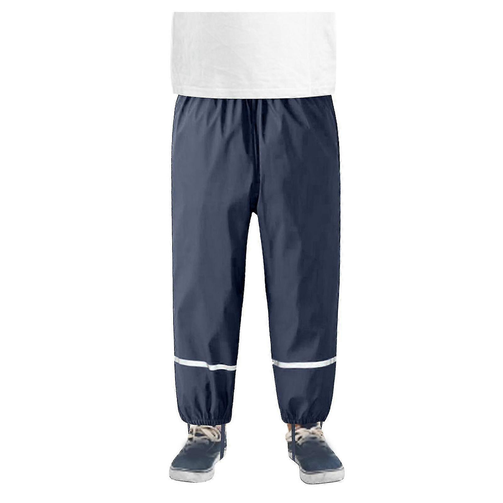 Children's Rain Pants Waterproof Breathable Buddelhose Mud Pants For Girls Boys 110 Navy Blue