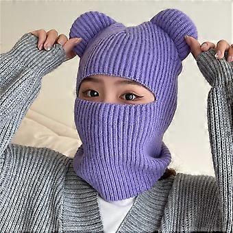 YEKEYI Gebreide winterbivakmuts voor dames, kasjmier, skimasker, outdoormuts, lichtgeel, één maat