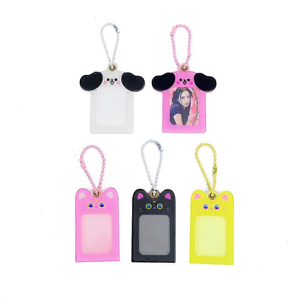 5pcs Photo Keychain Creative Cartoon Cat Photo Frame Hanging Pendant