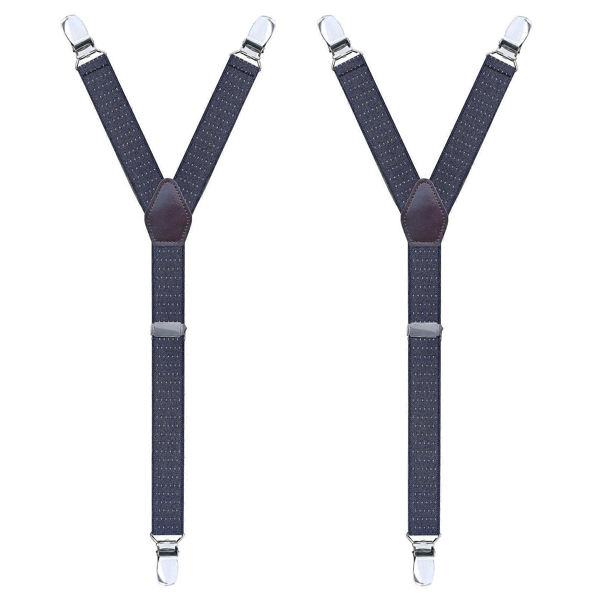 Y-style Shirt Stays Dress Shirt Garters With Non-slip Locking Clamps And Adjustable Straps(1 Pair, Navy Blue)