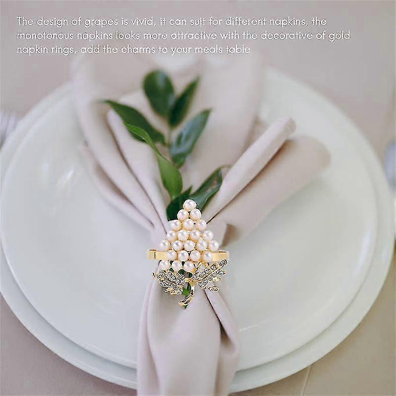Napkin Rings Set Of 6, With Glittering Imitation Diamond And Inlay Alloy Napkin Ring Holder
