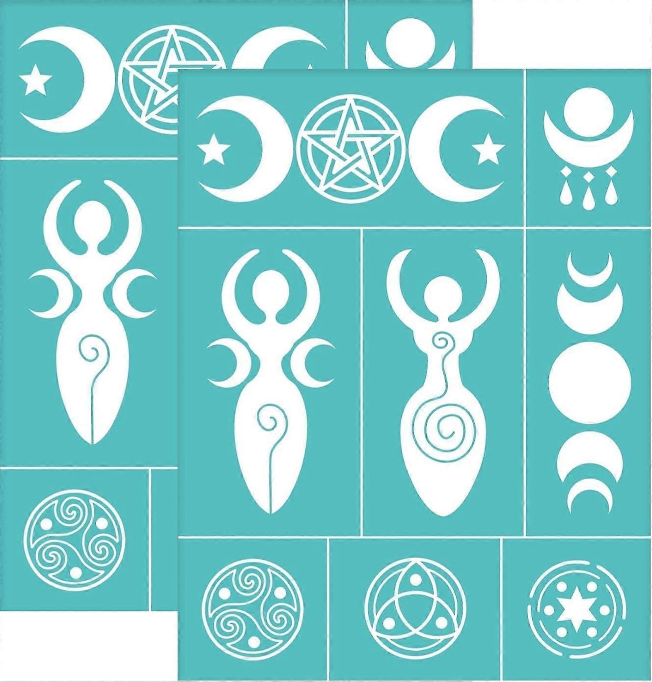 2Pcs Self-Adhesive Silk Screen Printing Stencil Spiral Goddess Pattern Stencil Reusable Mesh Stencils Transfer Washable Home Decor for DIY T-Shirt Fab