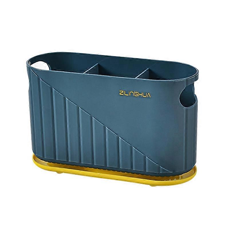 3-Grids Quick Draining Utensil Holder with Hooks PP Removable Bottom Plate Chopsticks Holder Kitchen Accessories