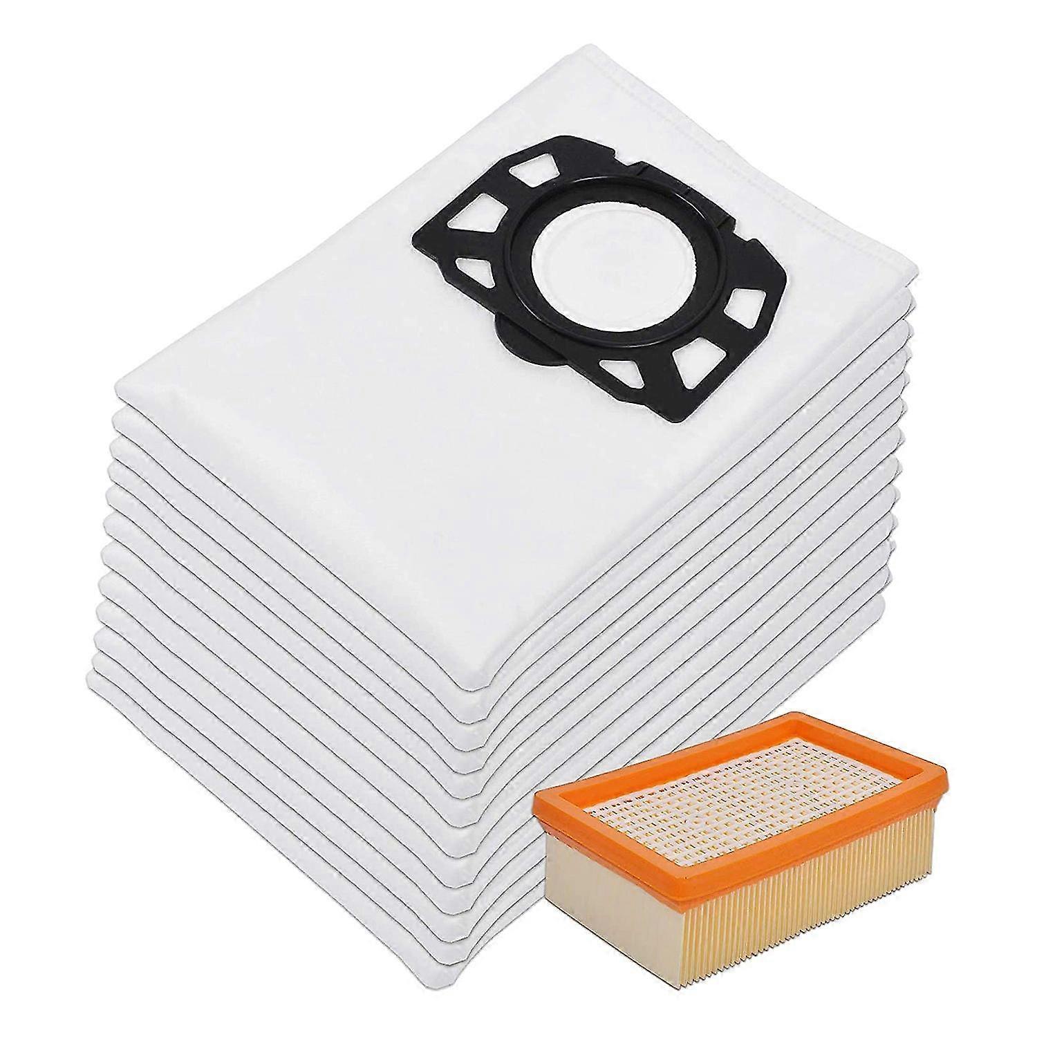 12 Vacuum Cleaner Bags + 1 Flat Pleated Filter For Wd4, Wd5 And Wd6 Wet & Dry Multi-purpose Vacuum