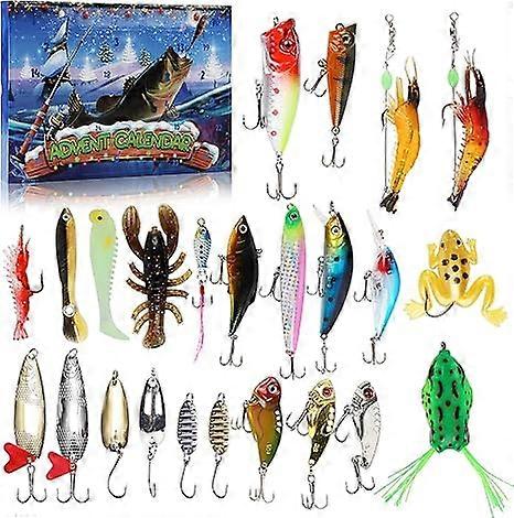Ημερολόγιο Advent Fishing 2024-24 Ημέρες Χριστουγέννων Ημερολόγιο αντίστροφης μέτρησης με δολώματα ψαρέματος για Fisher Adult Men Teen Boys - Χριστουγεννιάτικα δώρα για τον μπαμπά