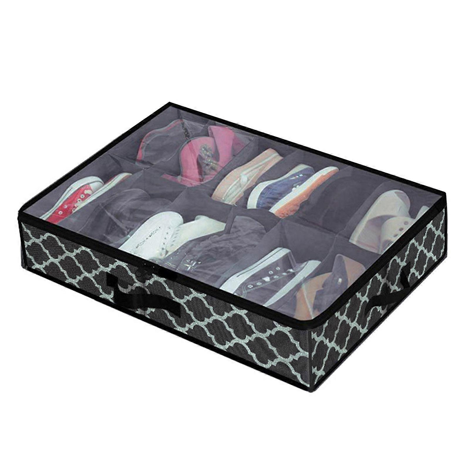 Shoes Storage Bag Collapsible Shoe Boot Container with Handles Large Capacity Multiple Compartments Foldable Design Shoes Organizer