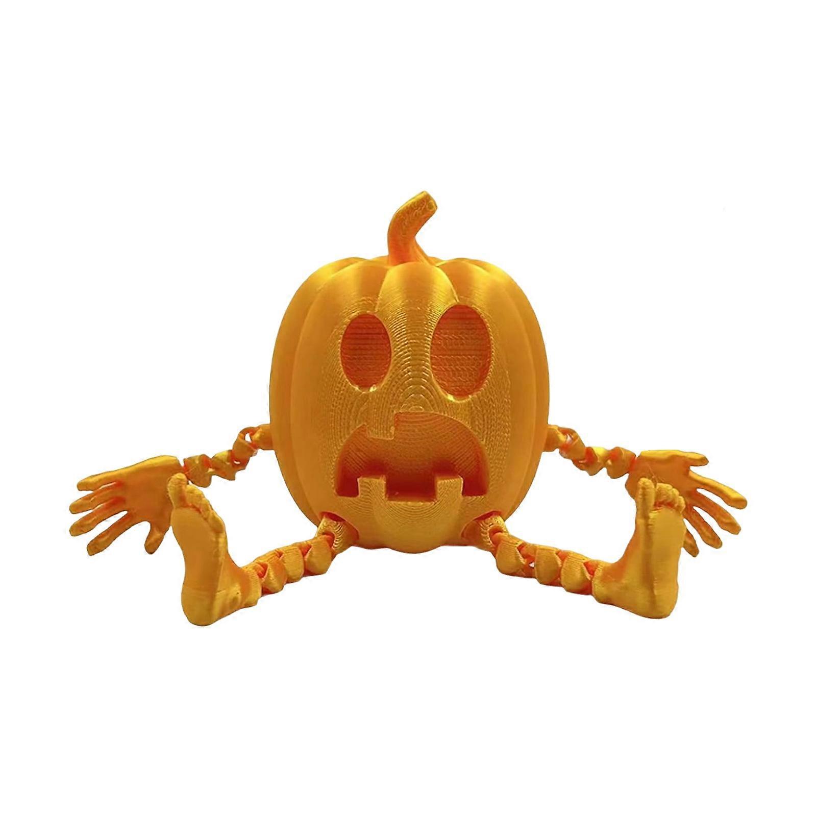 Halloween 3D Printed Pumpkin Figurine Posable Pumpkin Fidget Toy Movable Pumpkin Action Figure Desktop Decoration Ornament Festival Gift